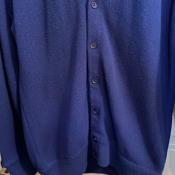 St Michael Vintage 80s Acrylic Long Cardigan Women Royal Blue buttons v neck - Picture 3 of 7